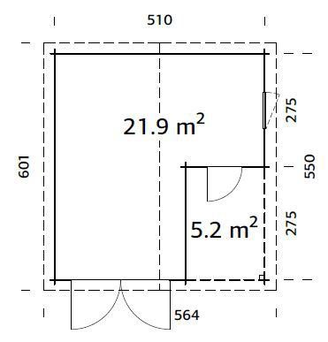 Roger, 564x601x321 Holztor, cm, Garage grau und Anbau mit BxTxH: Palmako