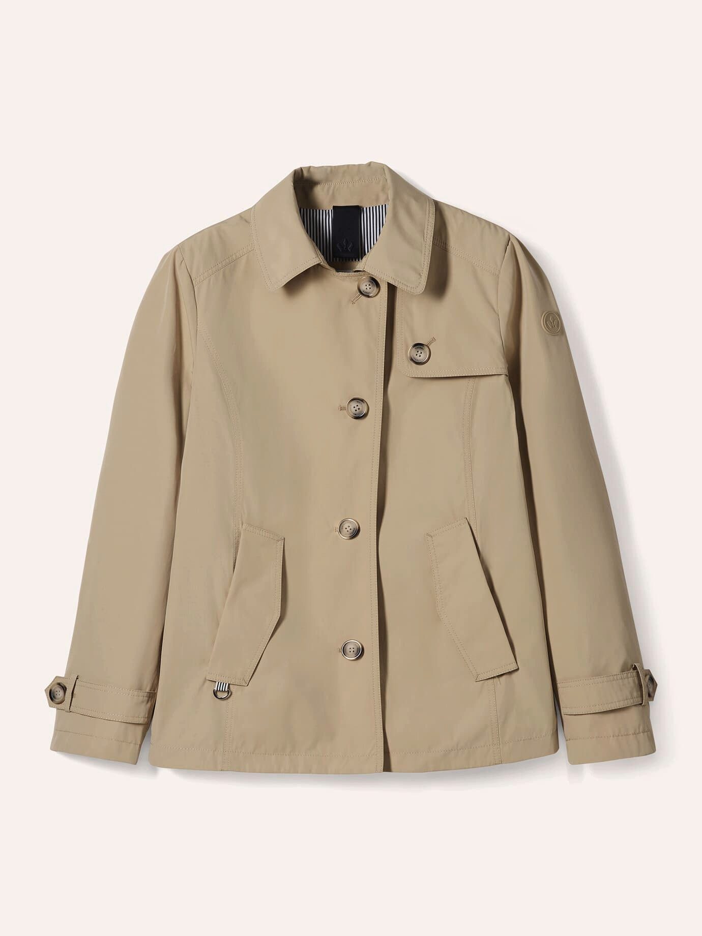 Walbusch Trenchcoat Damen Trenchjacke wasserabweisend knitterarm Baumwollmix, Umlegekragen, modern