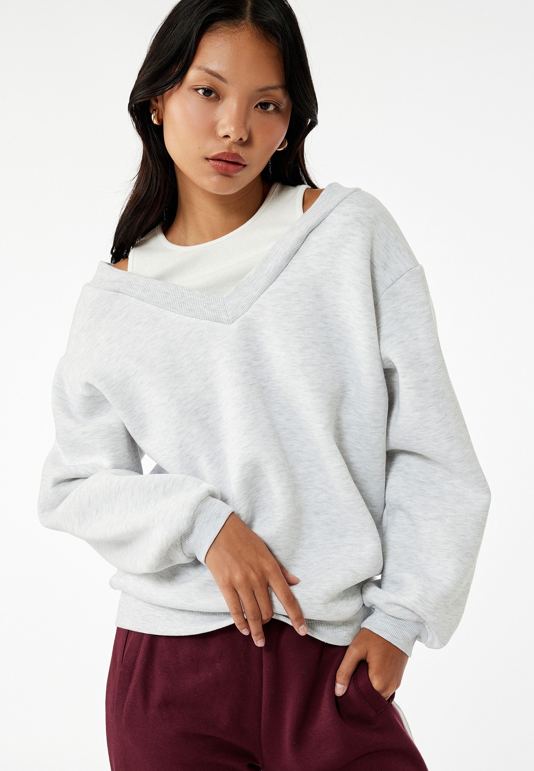 Sweatshirt Rundhalsausschnitt 2İn1 Sweatshirt