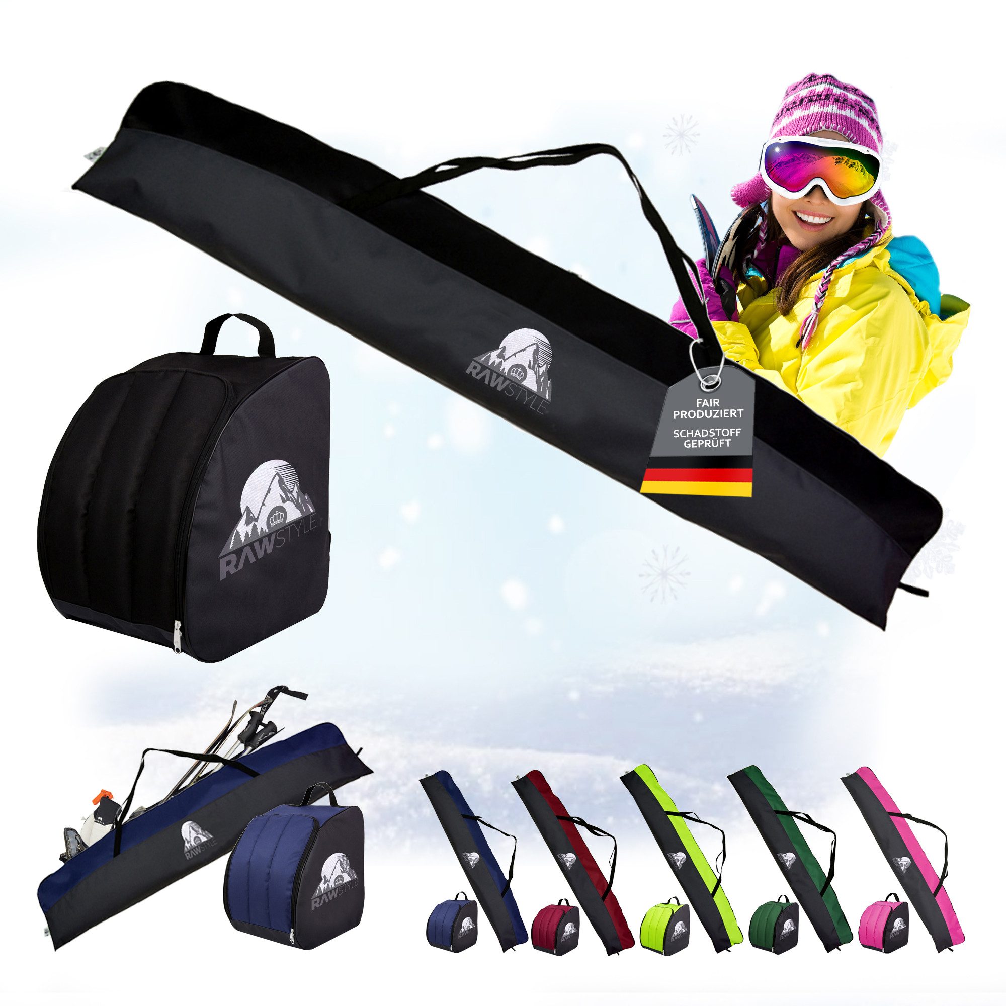 Skitasche Skitasche Ski-Schuh-Tasche KOMBI SET 160cm oder 180cm wasserdicht