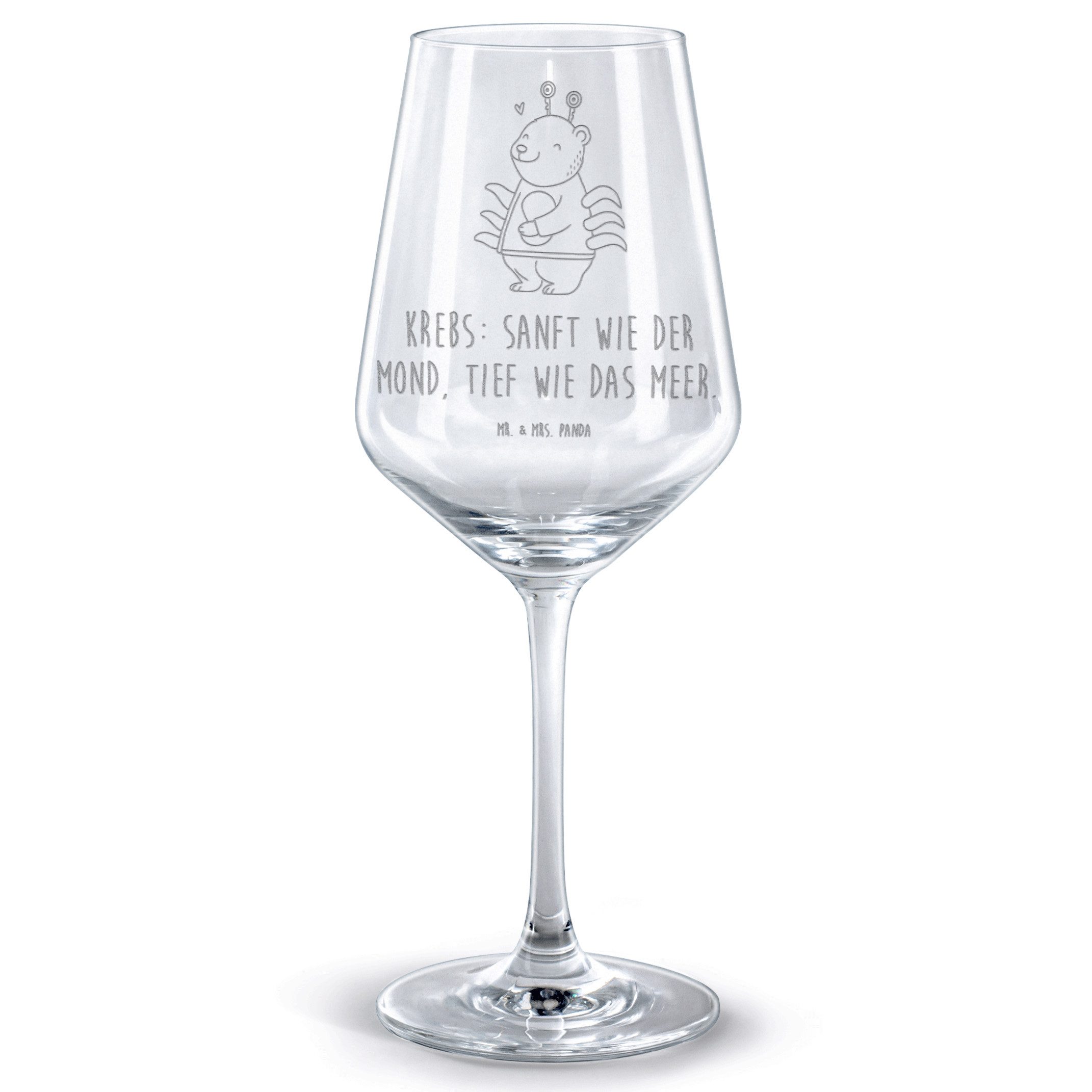 Mr. & Mrs. Panda Rotweinglas Krebs Astrologie, Weinglas, Transparent, glas für rotwein, Sternzeich, Premium Glas, Rotwein Weinglas Bordeauxglas Weinglas