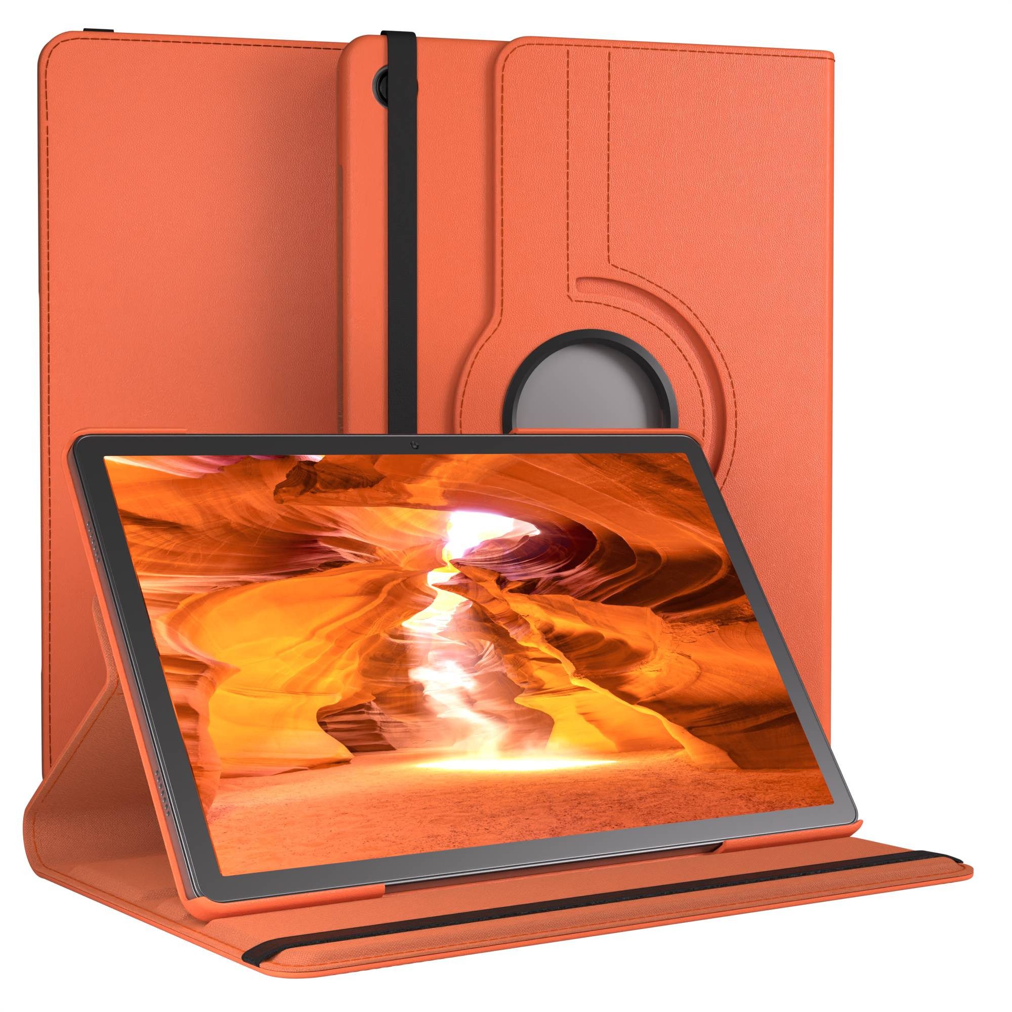 EAZY CASE Tablet-Hülle Rotationcase für Samsung Galaxy Tab A11 Plus 11 Zoll, Tabletschutz robust magnetisch verstellbar Klappetui mit Deckel Orange