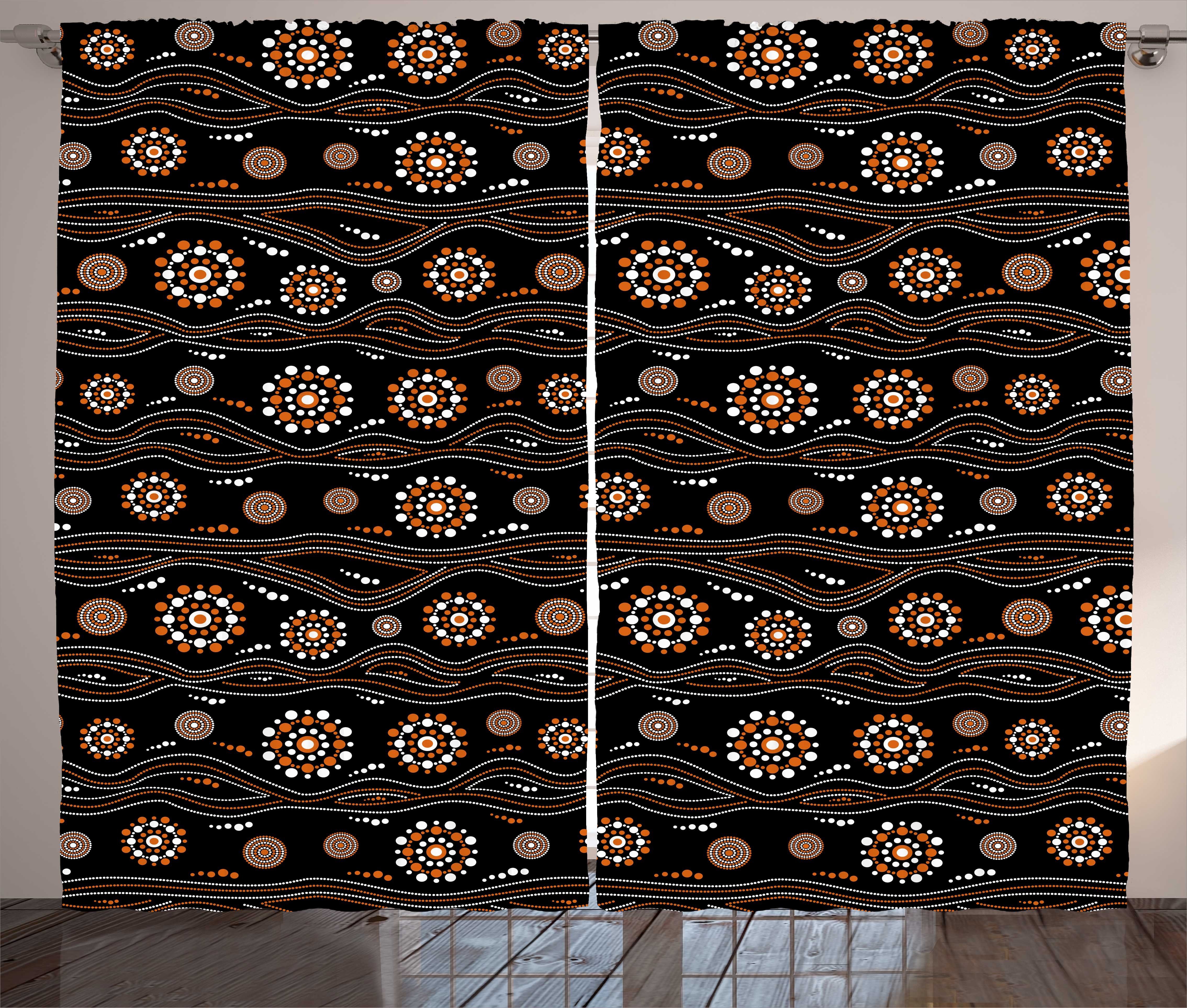 Abakuhaus, Kräuselband und Schlaufen Abstrakt Dots Gardine mit Aboriginal Wellen Vorhang Haken, Schlafzimmer und