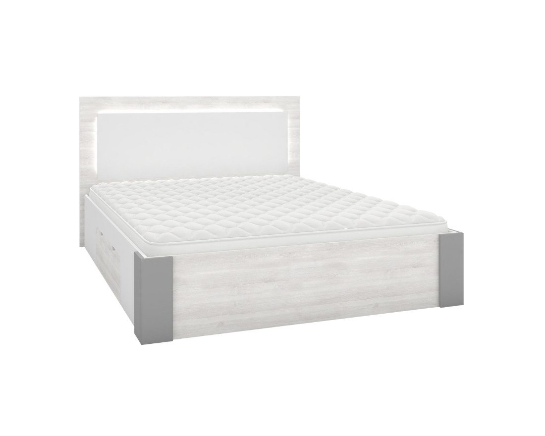 Deine Möbel 24 Bettgestell HEAVEN Bett 160x200 cm mit Beleuchtung Schlafzimmer (Set, 3-tlg., Matratze optional), kombinierbar mit Nachttischen, Schränken und Kommoden