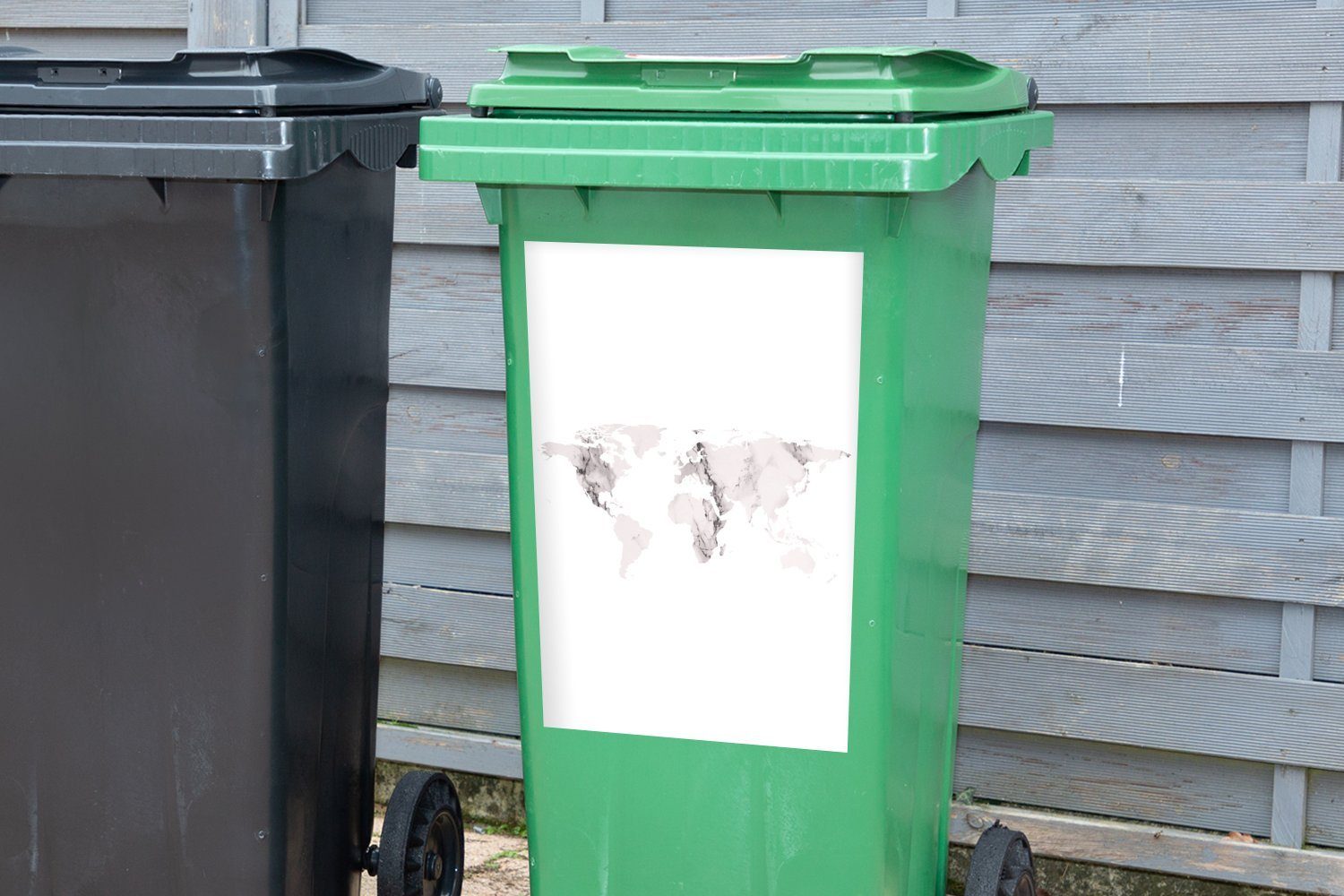 Klassisch MuchoWow Wandsticker (1 - Abfalbehälter Marmor - Mülltonne, St), Container, Mülleimer-aufkleber, Weltkarte Sticker,