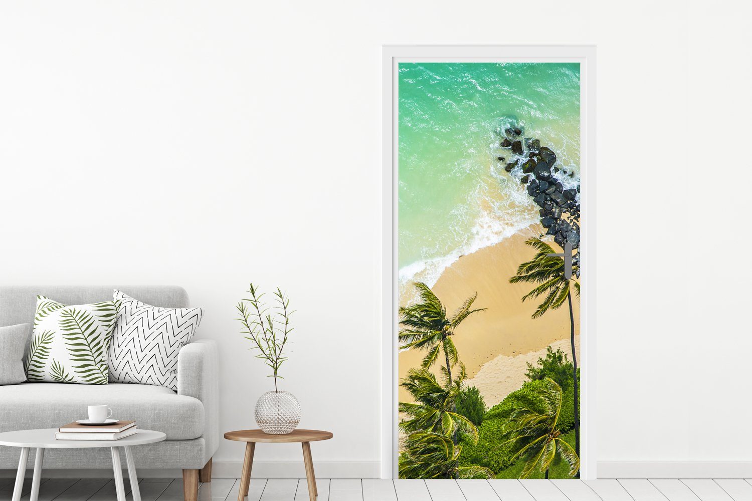 Tür, Fototapete (1 St), 75x205 auf cm Strand bedruckt, Maui Türaufkleber, Matt, Türtapete MuchoWow der aus Vogelperspektive, für