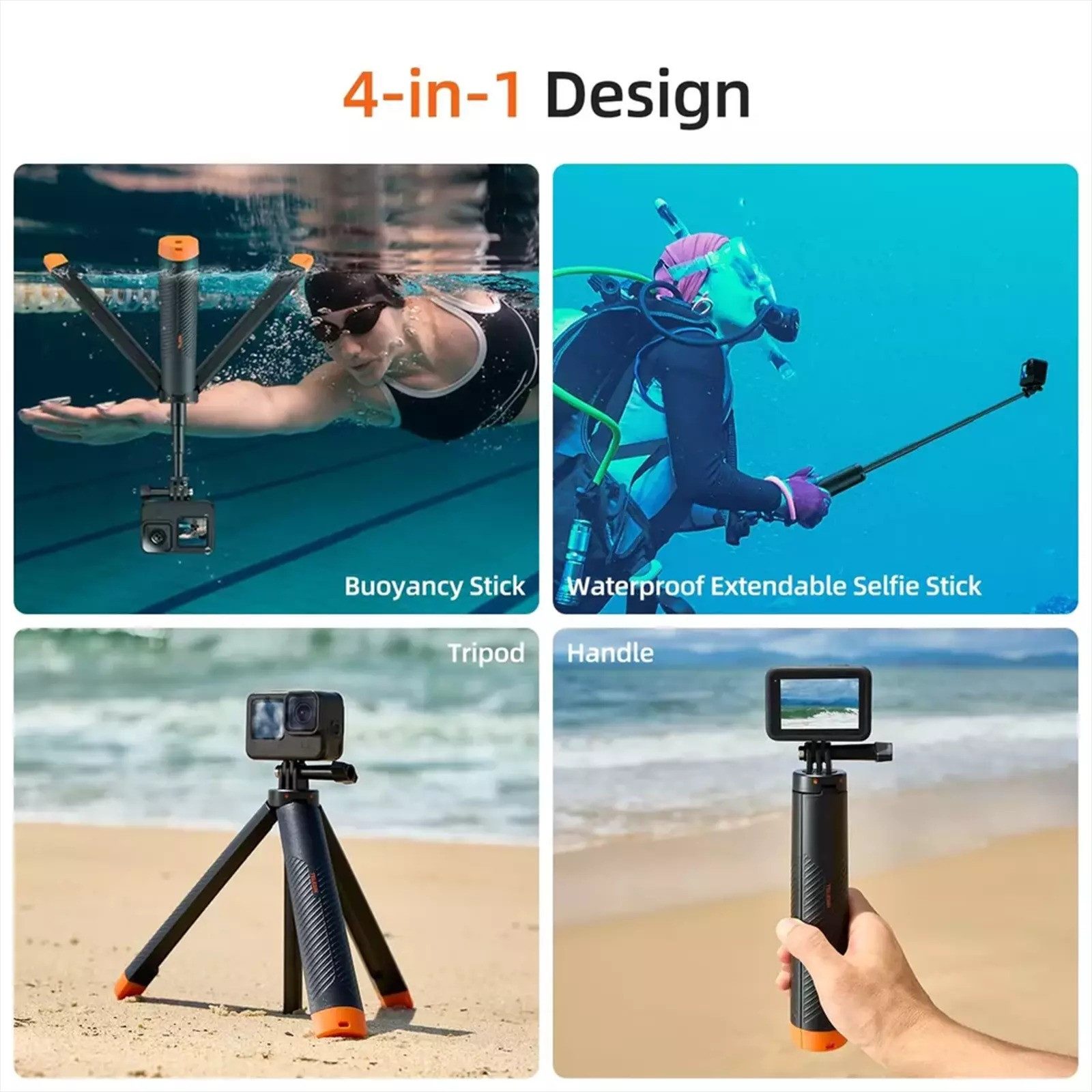 Insta360 4 in 1 Schwimmender Handgriff-Stativ-Selfie-Stick für GoPro Hero 13 12 Kamerastativ (Schwimmender Handgriff-Stativ-Selfie-Stick)