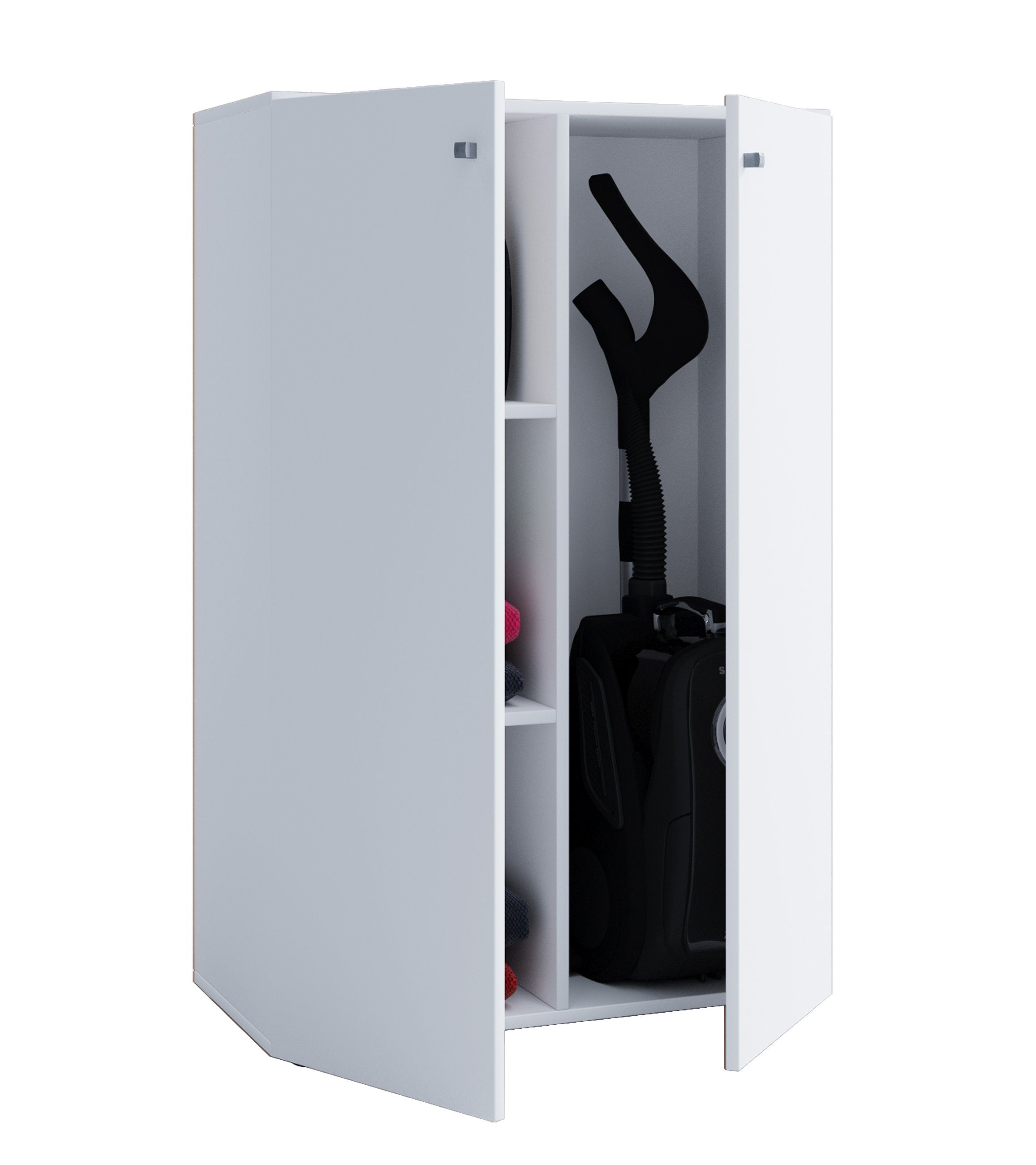 VCM Mehrzweckschrank Lona XL Putzschrank B. 70 x T. 38 x H. 111 cm Kompakter Stauraum für Flur oder Küche, für Diele, 4 Fächer, Drehtüren