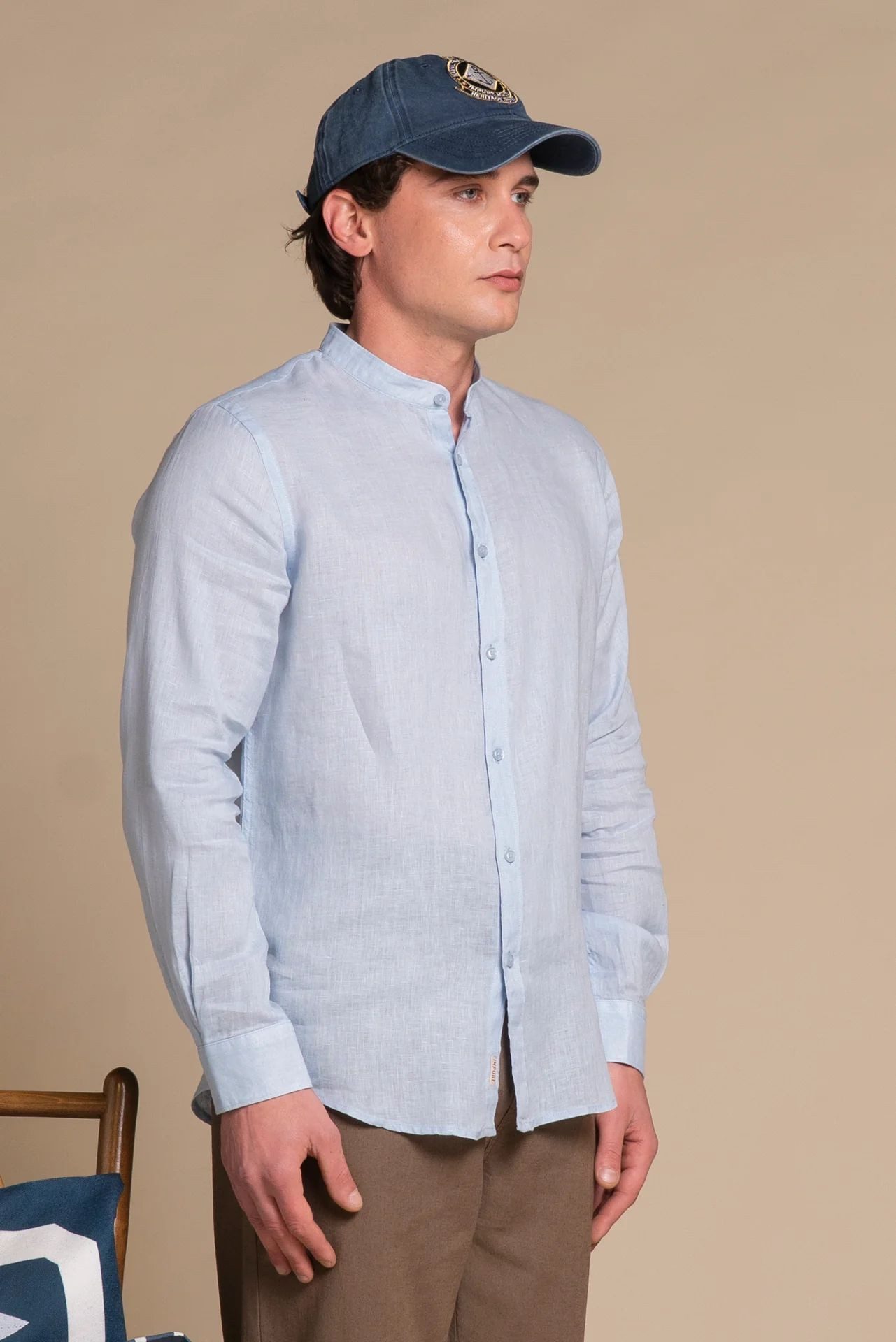 IMPURE Leinenhemd COREANA COLLAR L/S SLIM LINIEN - italienisches Leinen Hemd - modische