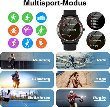 findtime Smartwatch (1,32 Zoll, Android, iOS), mit Telefonfunktion Fitness Tracker Schrittzähler Herzfrequenz Pulsuhr