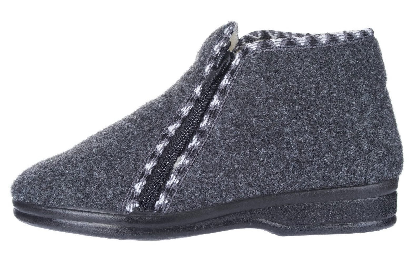 zelbut Damen Winter Filz Hausschuhe Schafwolle Hausstiefel Hüttenschuhe Reißverschluss