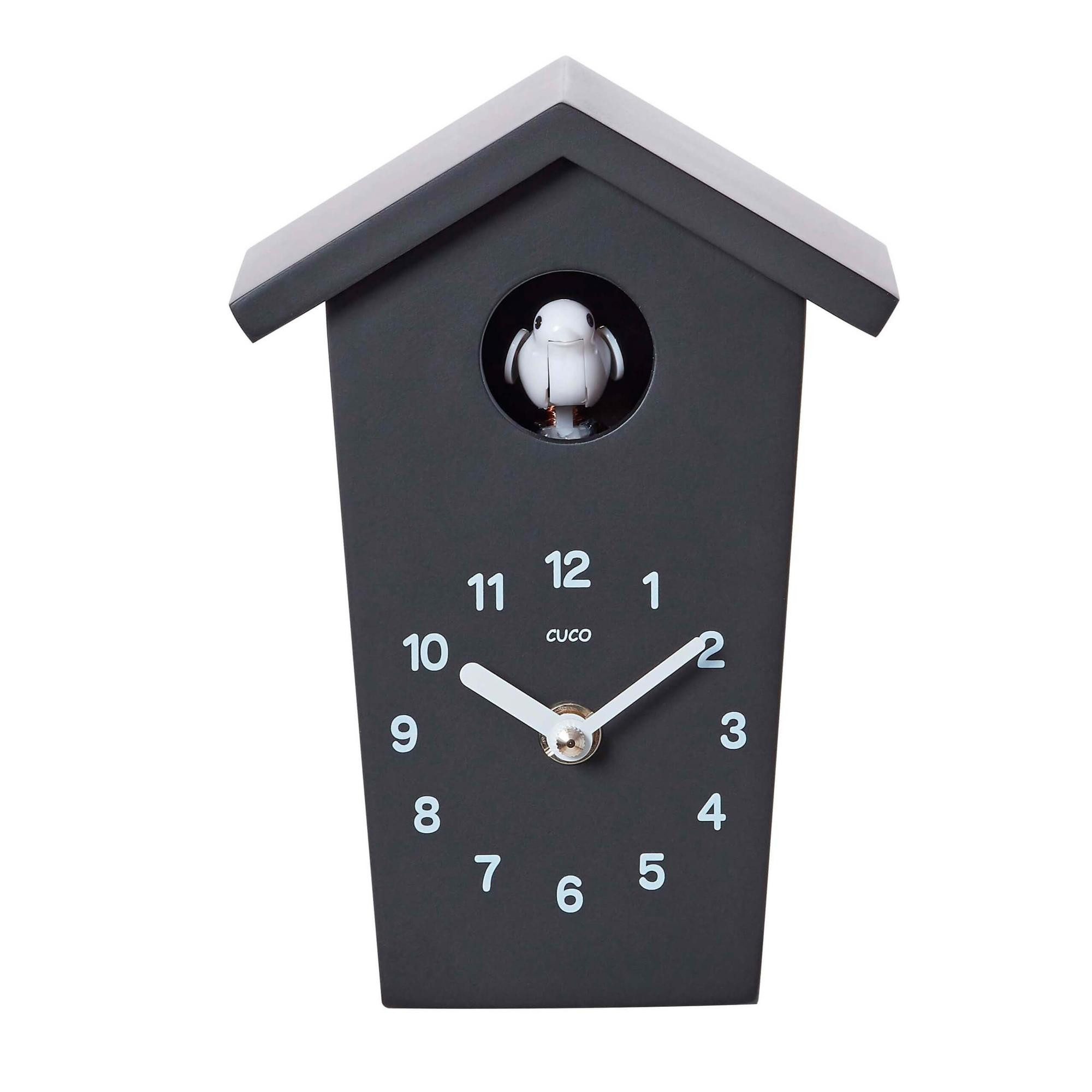 Cuco Clock Wanduhr Mini Kuckucksuhr HOCHHAUS, Wanduhr, Moderne Schwarzwalduhr (17,0 × 12,4 × 9,0cm, mit Nachtruhefunktion, Kuckucksruf, Quarzuhrwerk)