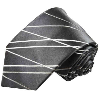 Paul Malone Krawatte »Herren Seidenkrawatte Designer Schlips modern gestreift 100% Seide« Schmal (6cm), silber grau 2097