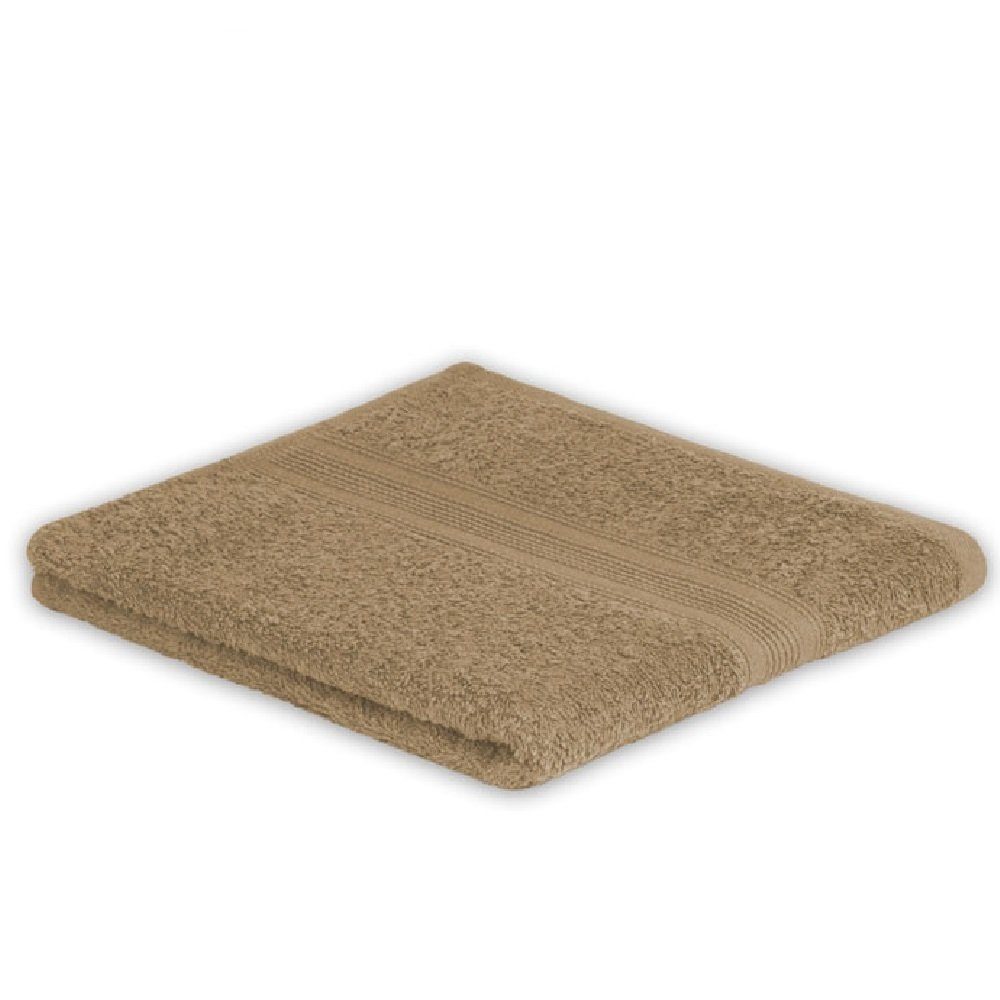 EXKLUSIV HEIMTEXTIL Handtuch Handtuch, Duschtuch, Saunatuch, sand Bordüre mit Gästehan, (1-St), Badetuch, Frottee