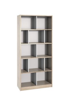 möbelando Jugendzimmer-Set Canton, (8-St), Modernes 8-teiliges Jugendzimmer aus Spanplatte in San Remo Eiche Nachbildung, Absetzungen in Weiß bestehend aus 1 Kleiderschrank, 1 Schreibtisch, 1 Rollcontainer, 1 Regal, 1 Kommode, 1 Wandboard, 1 Bett und 1 Nachtkommode. Individuelle Stellmöglichkeit