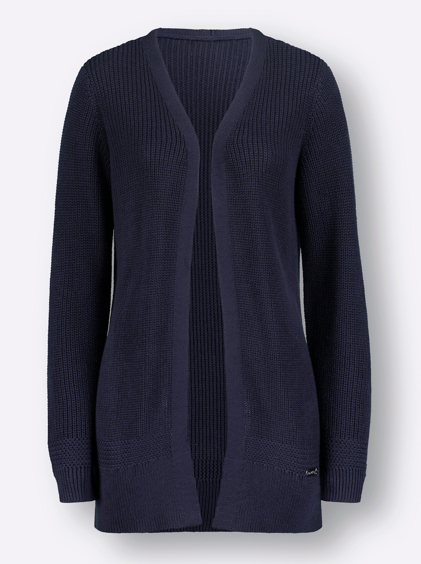 Witt Strickjacke Strickjacke Langarm Rippoptik in Grobstrick-Optik, offene Form