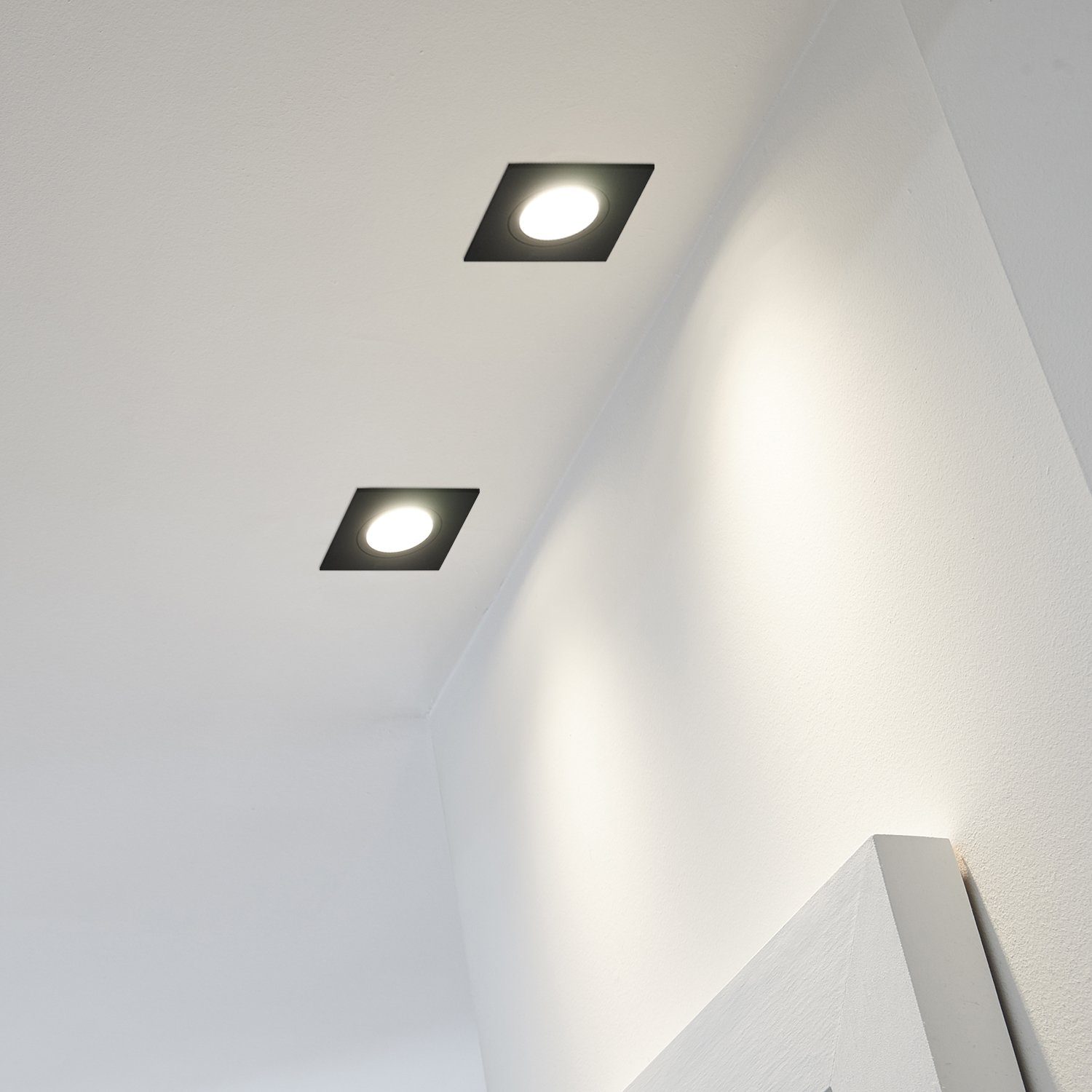 LEDANDO LED LED mit COB matt Einbaustrahler GU10 Einbaustrahler 10er schwarz Set LED Markenstrahl