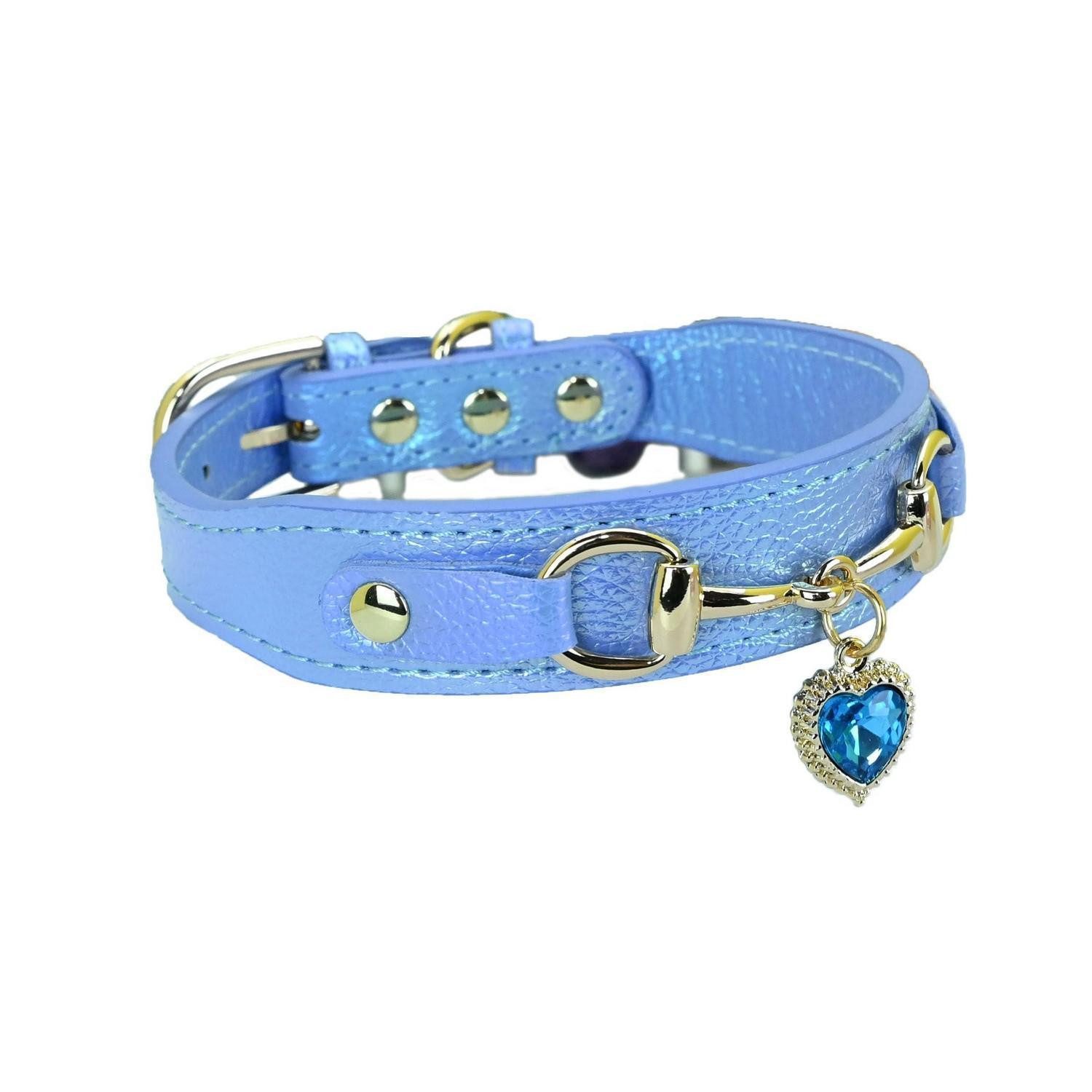 LuxusKollektion Hunde-Halsband Halsband Hund Katze Herz Anhänger Blau