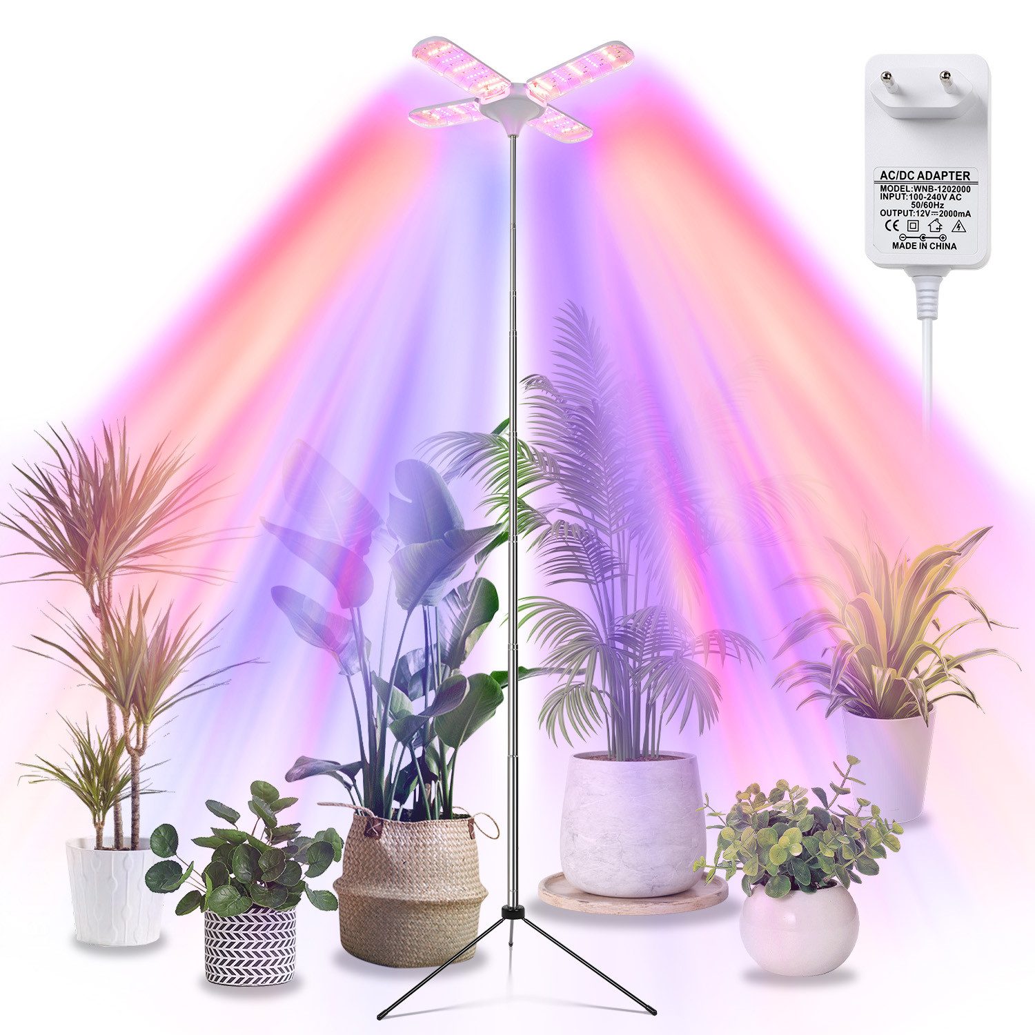 Rosnek Pflanzenlampe Vollspektrum LED, höhenverstellbar mit 3 Lichtmodi & Timer, LED fest integriert, 10 Helligkeitsstufen, Dual-Use für Winter, Indoor & hohe Pflanzen