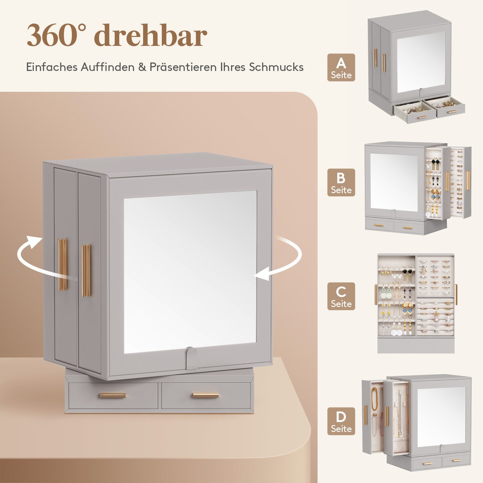 Lifewit Schmuckkassette Schmuckaufbewahrung, Schmuckkasten Damen,für Ring, günstig online kaufen