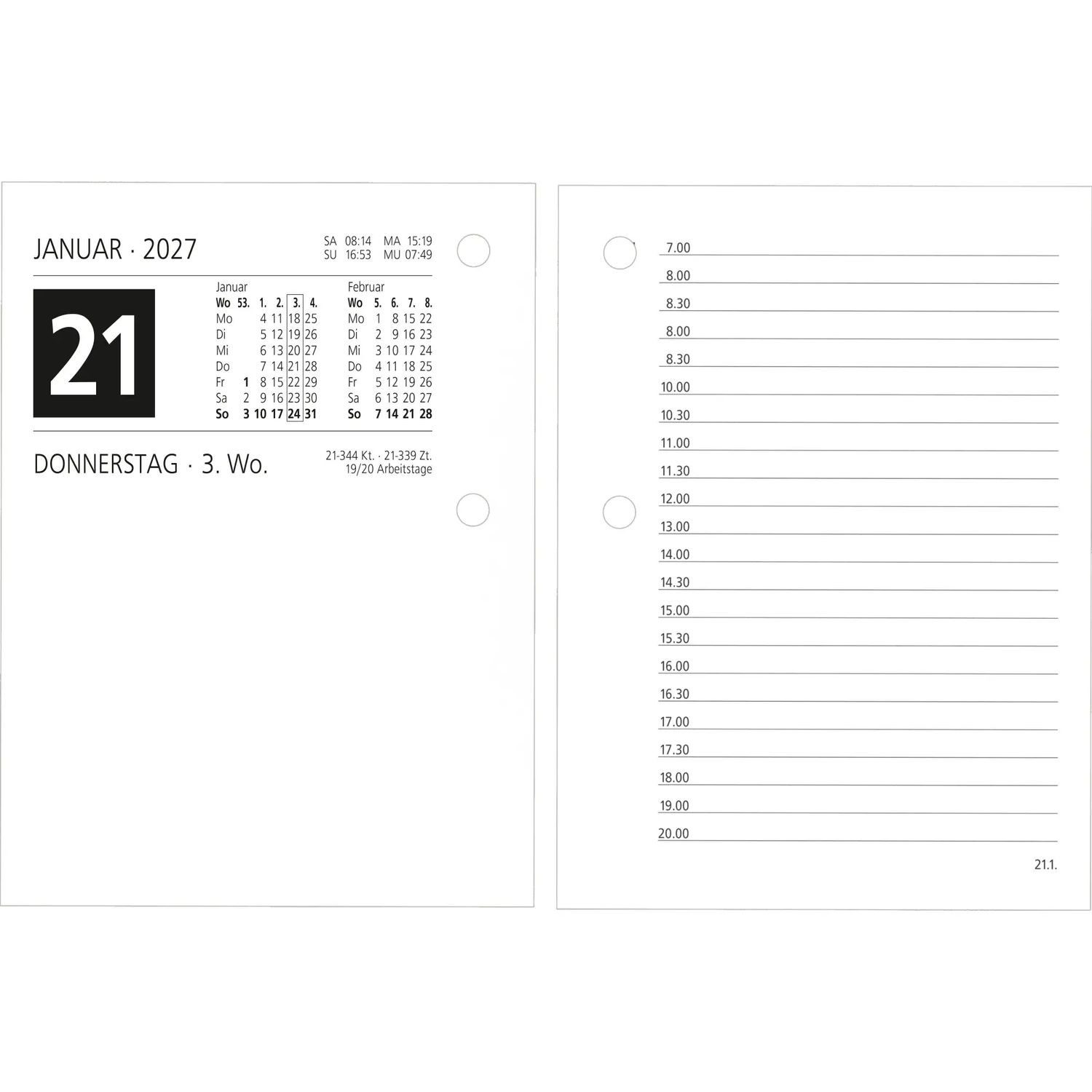 Schreibtischkalender Umlegkalender 1T/2S 8x10,8 2027