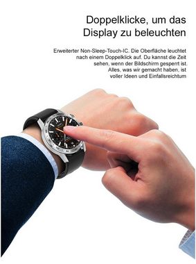TPFNet SW27 mit Kunstleder Armband - individuelles Display Smartwatch (Android), Armbanduhr mit Musiksteuerung, Herzfrequenz, Schrittzähler, Kalorien, Social Media etc. - Braun