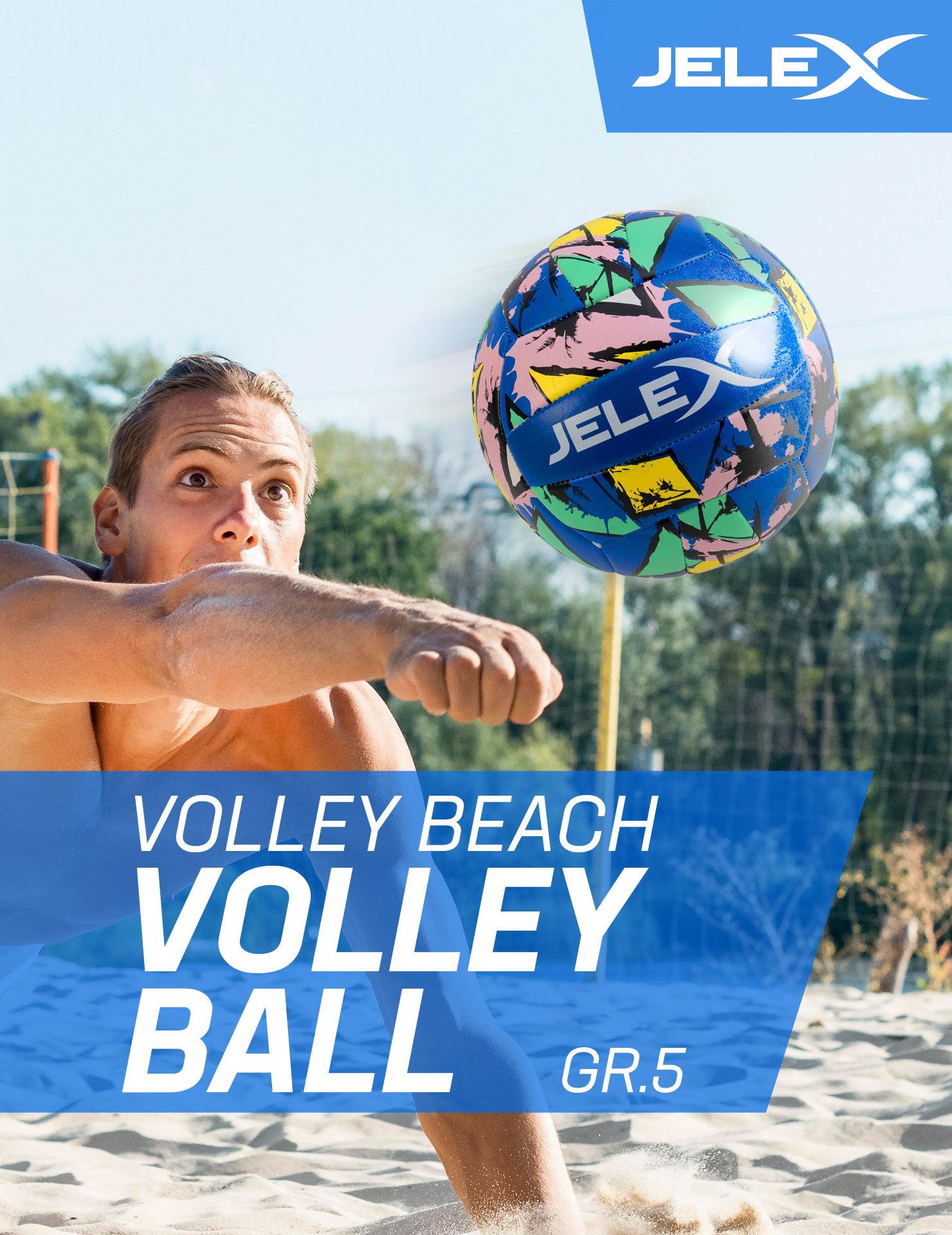JELEX Beachvolleyball 5 JLX-185, JELEX Volley Beach Volleyball rosa, gleichmäßig konstruierte Latexblase