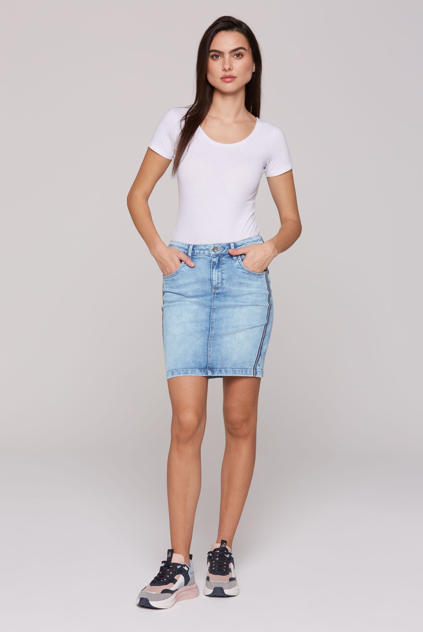 SOCCX Jeansrock mit Gehschlitz