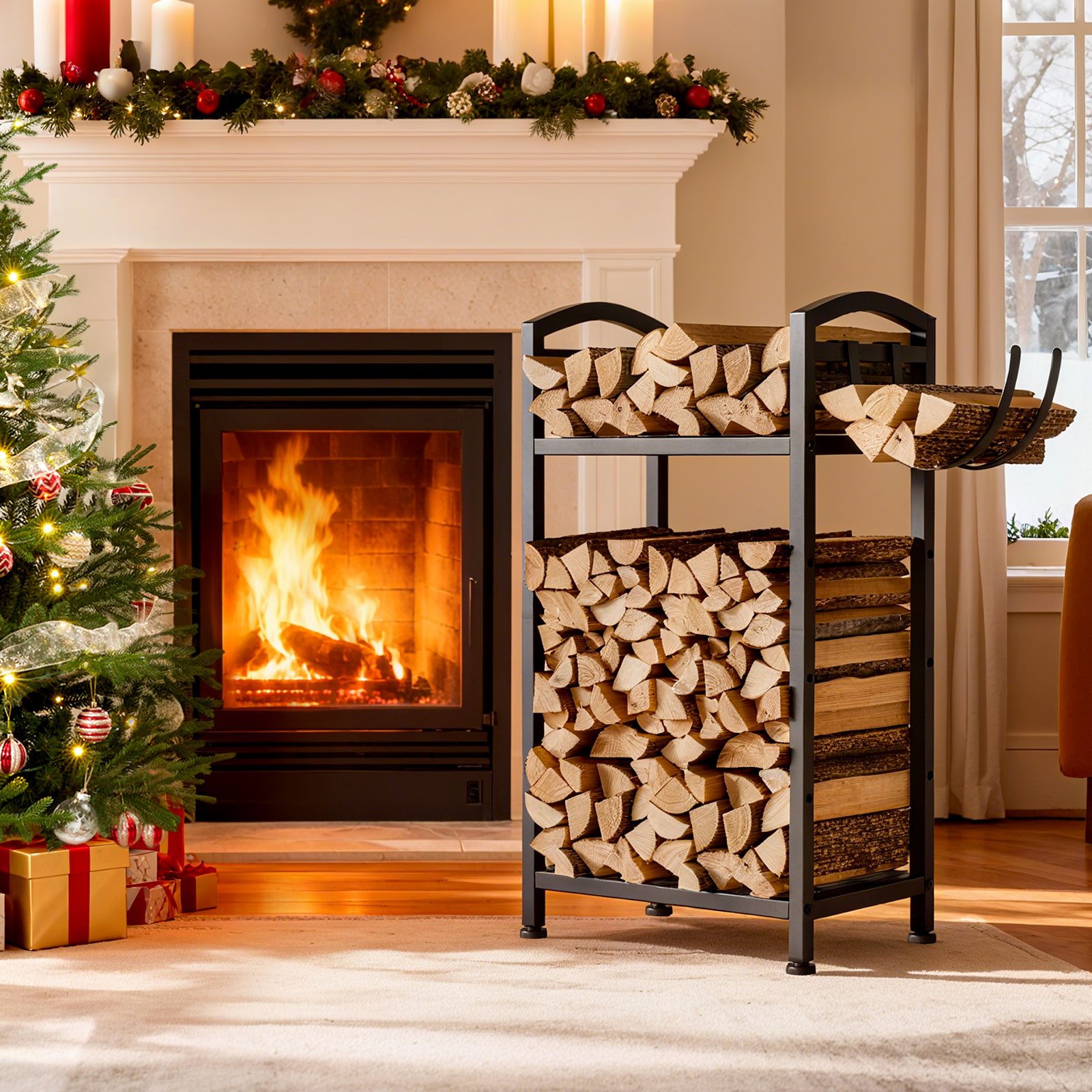 Yorbay Kaminholzregal aus Metall mit Tragetasche, Brennholz-Ständer & Trans günstig online kaufen