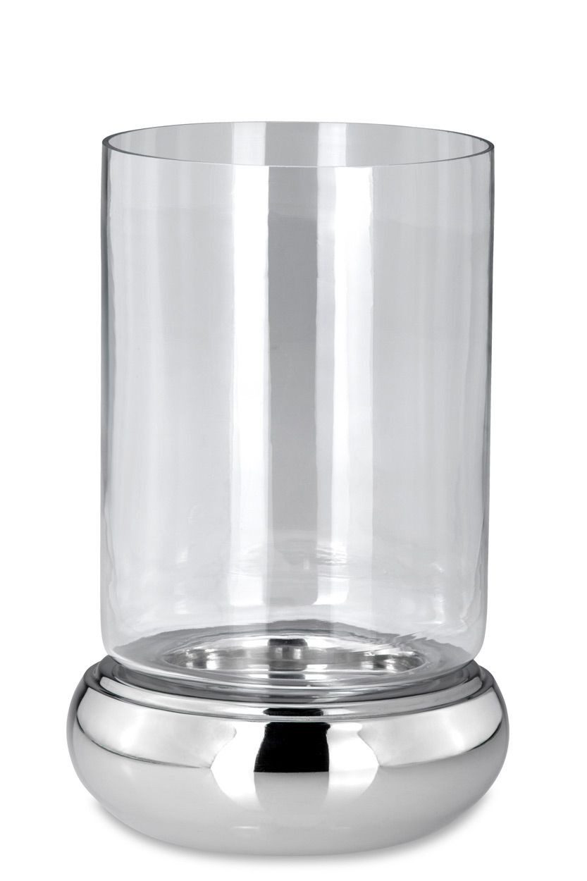 Hermann Bauer jun. Kollektion GmbH Windlicht Windlicht Edelstahl rund glatt poliert 26 cm, Ø 16,5 cm