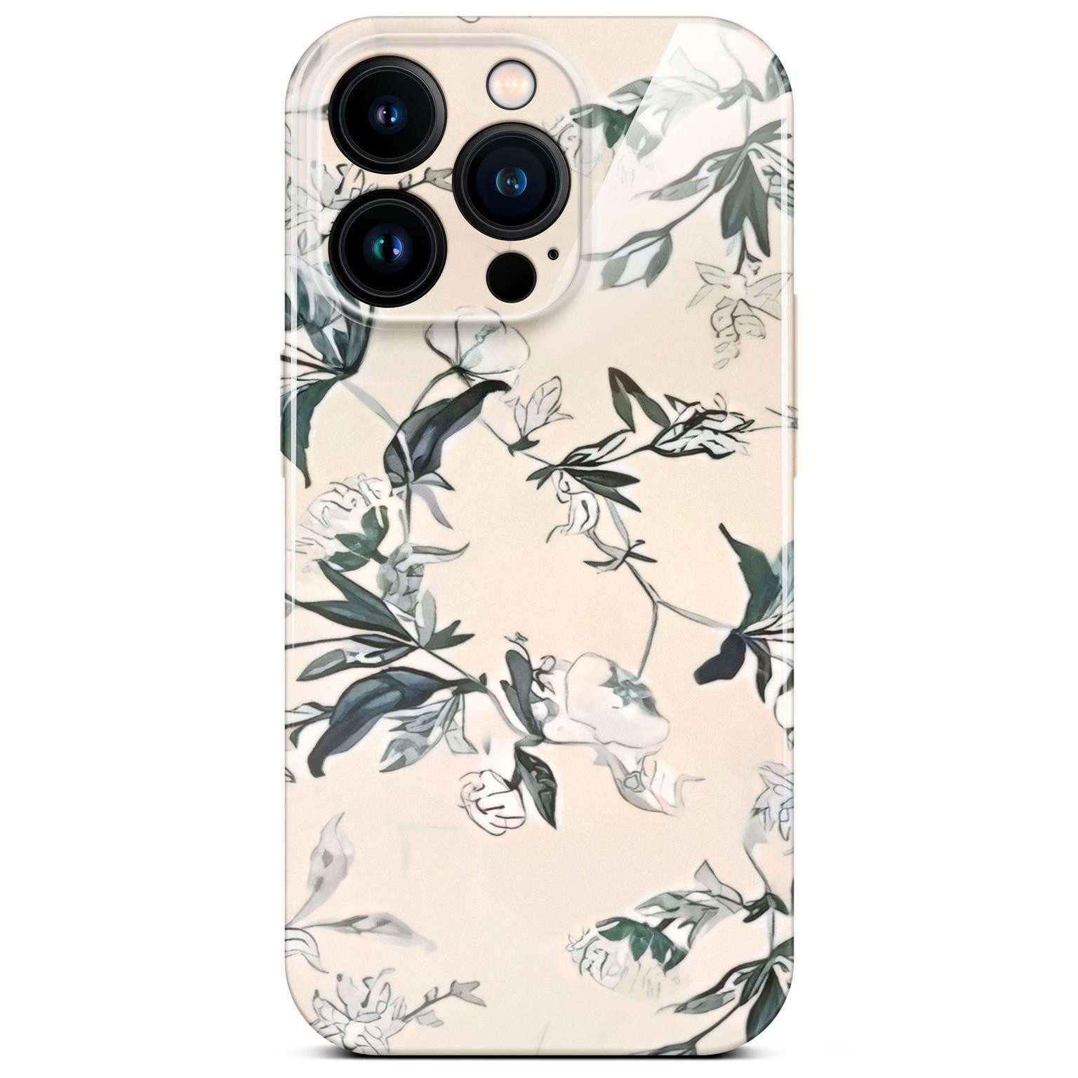 ONEFLOW Handyhülle für iPhone 16 Pro Hülle dünn Flower Cover Creme Beige 6,3 Zoll, Blumen Muster Handy Schutzhülle in Floral Design Case mit Kameraschutz