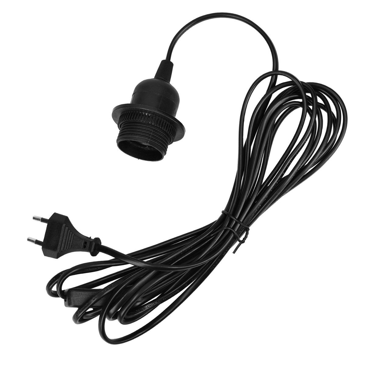 kwmobile Лампыfassung E27 Лампыfassung + Schalter - 5m Netzkabel & Schraubring, (1-St)
