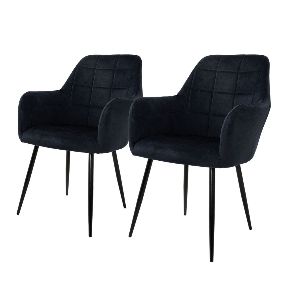ML-DESIGN Stuhl Esszimmerstuhl ergonomisch & gepolstert, Esstischstuhl mit Rückenlehne (2 St), Wohnzimmerstuhl Schwarz Samtbezug Küchenstuhl Polsterstuhl