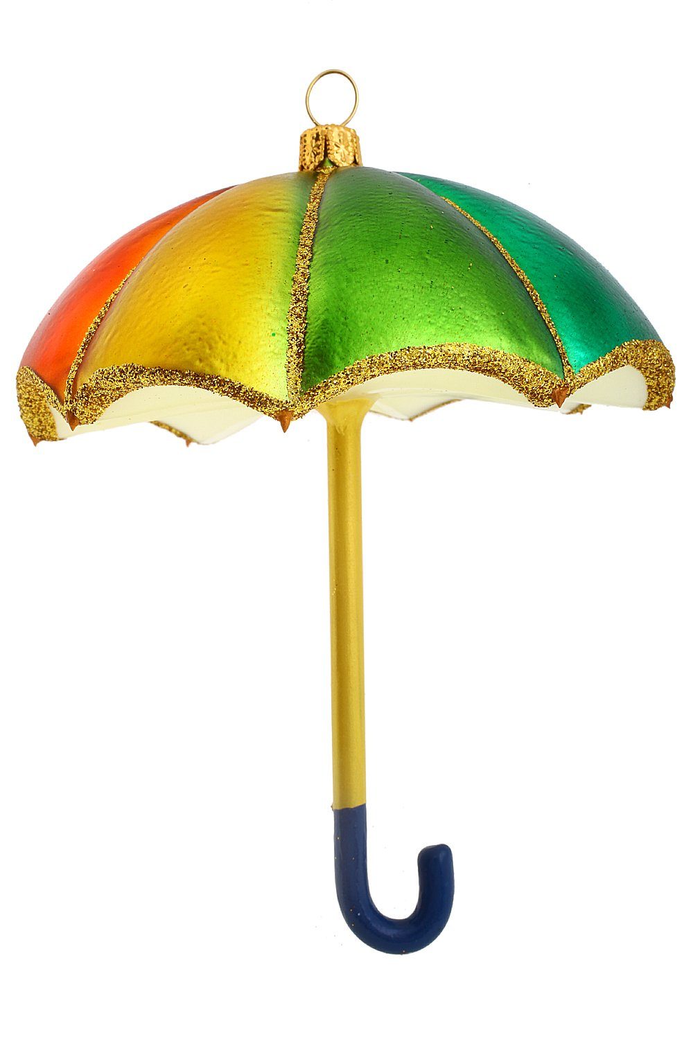 Hamburger Weihnachtskontor Christbaumschmuck Regenschirm Regenbogenfarben, Dekohänger - mundgeblasen - handdekoriert