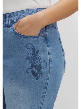 Sheego Stretch-Jeans Große Größen mit aufwendiger Blumenstickerei