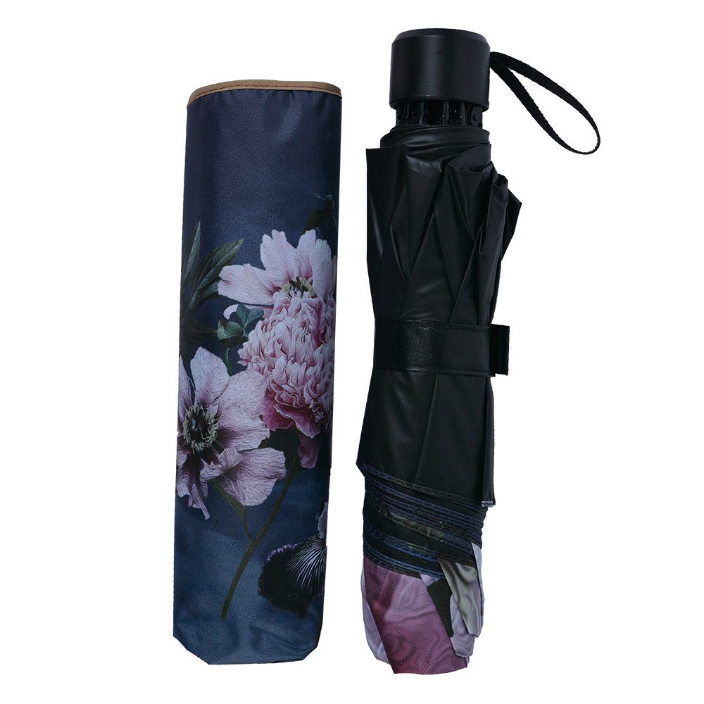 Clayre & Eef Taschenregenschirm Regenschirm mit Blumenmotiv von Clayre & Eef – Taschenschirm mit Hülle, klein zusammenfaltbar, mit Schutzhülle, Taschenschirm
