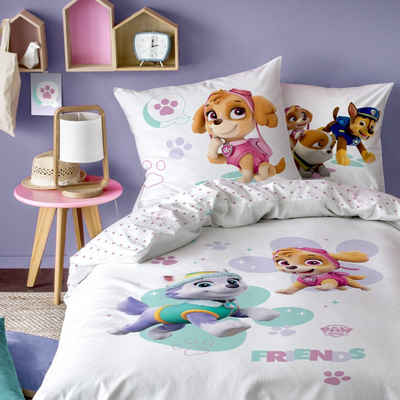 Kinderbettwäsche Paw Patrol 135x200 + 80x80 cm, 100 % Baumwolle, MTOnlinehandel, Renforcé, 2 teilig, Постільна білизна-Set Skye & Everest für Kinder, Mädchen und Jungen