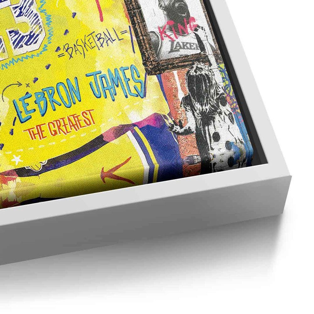 DOTCOMCANVAS® Leinwandbild, LeBron James Pop Leinwandbild Porträt ohne Collage Basketball Rahmen Art Lakers