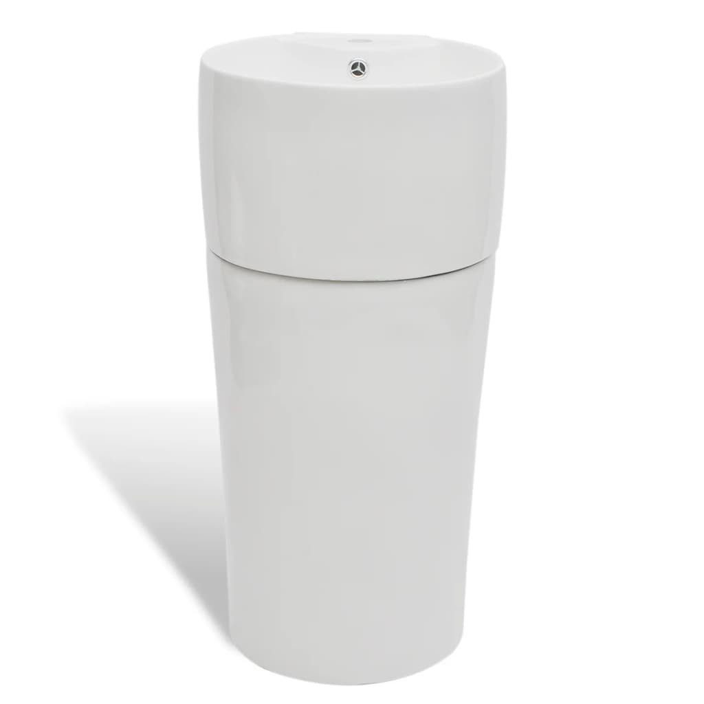 vidaXL Waschbecken, Standwaschbecken mit Hahn/Überlaufloch Keramik günstig online kaufen