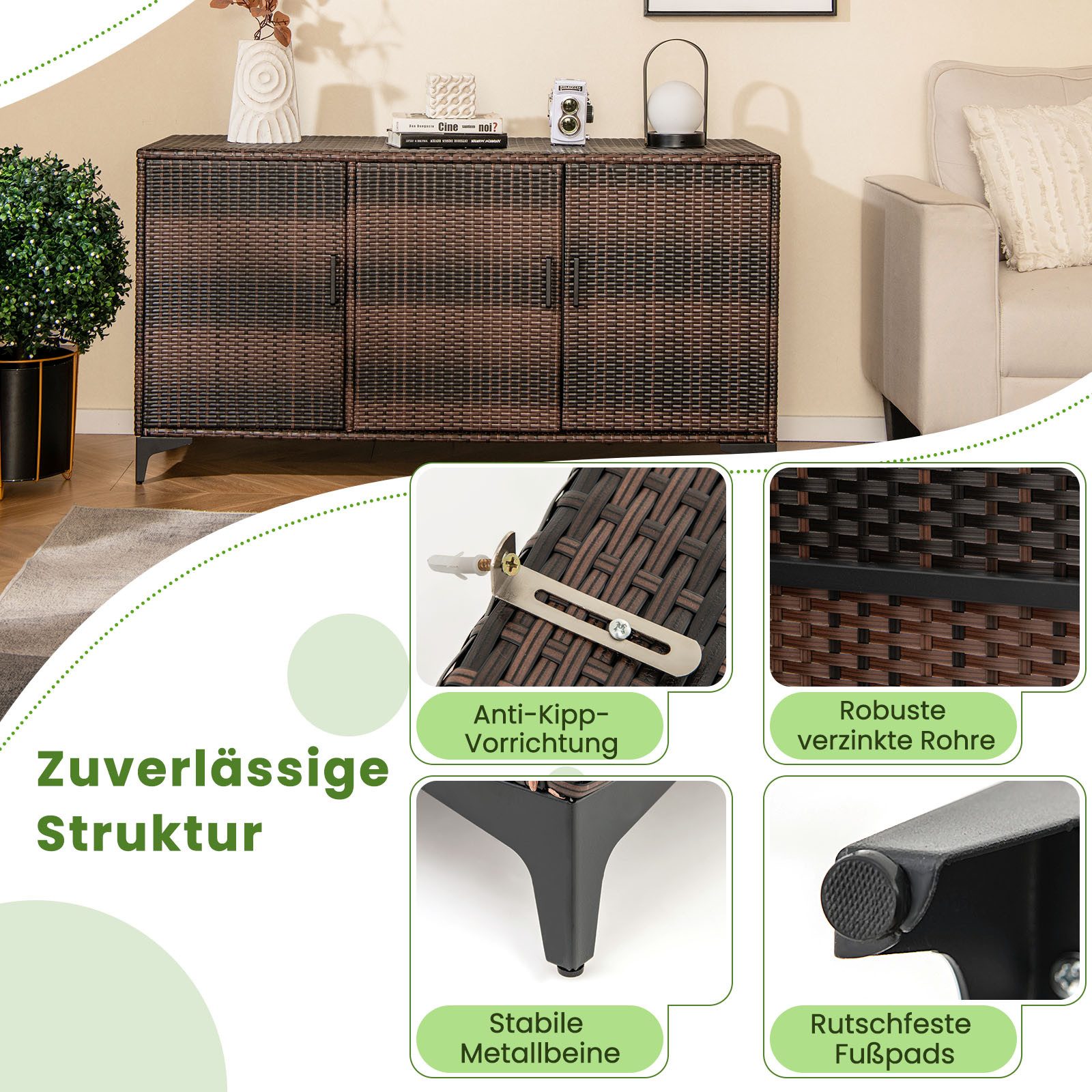 KOMFOTTEU Garten-Geräteschrank, 318L Gartenschrank Rattan, mit günstig online kaufen
