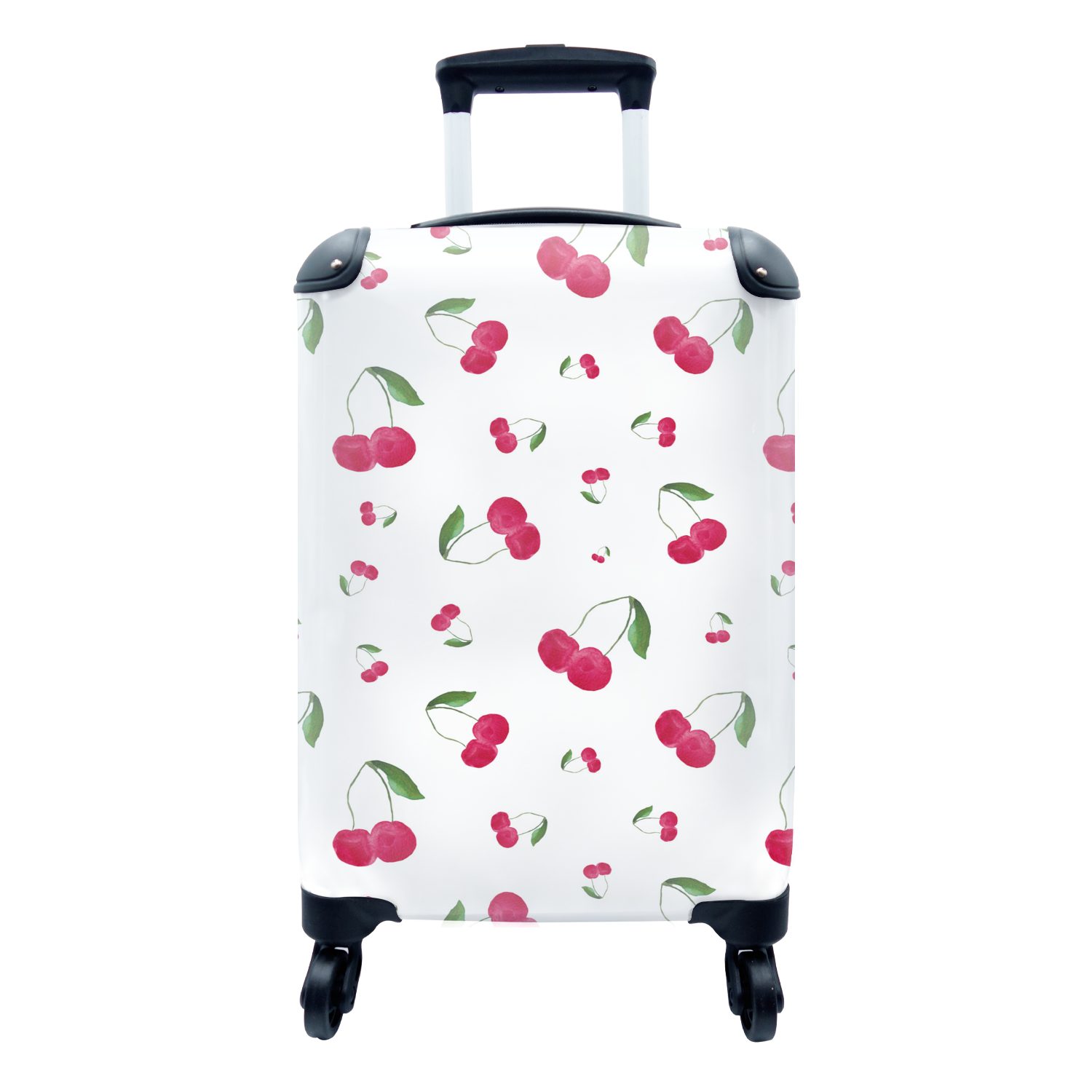 MuchoWow Handgepäckkoffer rollen, für Aquarell, Design - mit 4 Reisetasche Rollen, Handgepäck Kirschen - Trolley, Reisekoffer Ferien