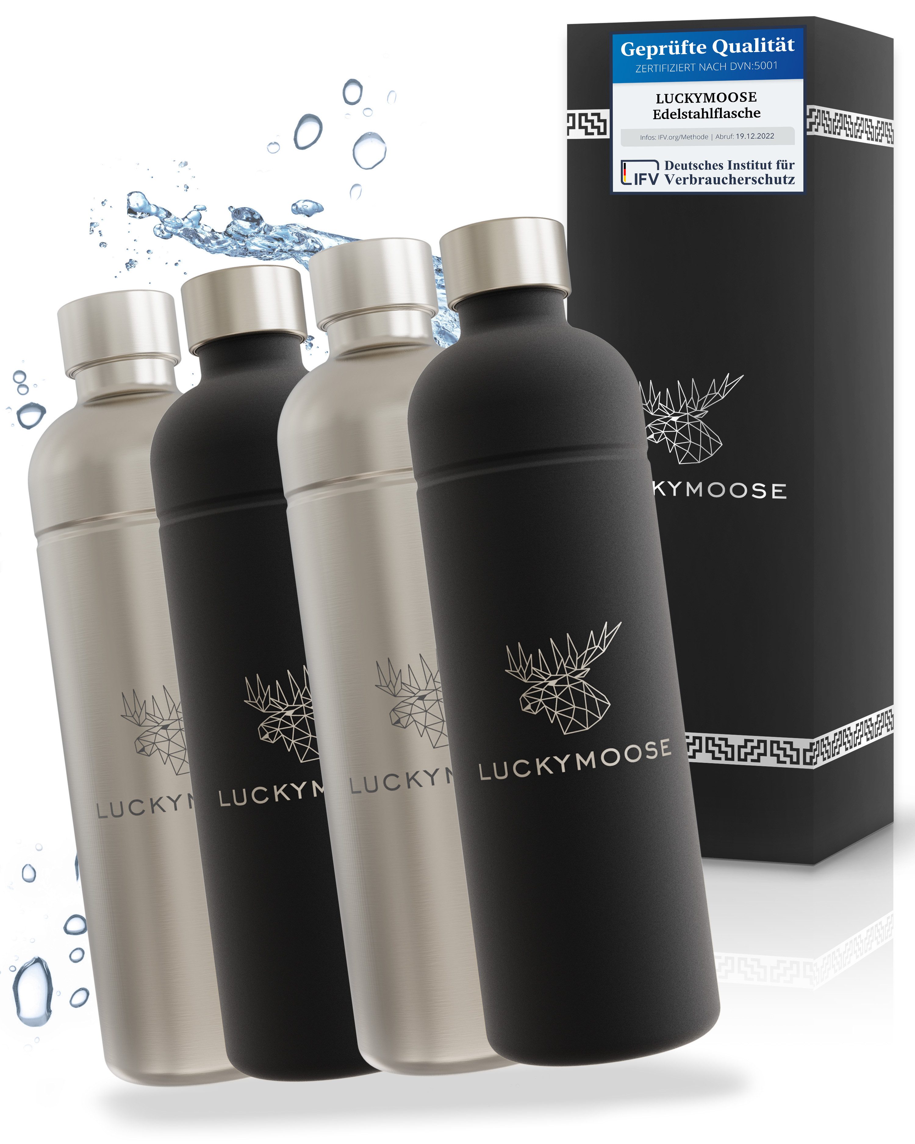 Luckymoose Wassersprudler Flasche Infinity, (für Aarke Carbonator 3, Phlips GoZero & Brita SodaOne), Spülmaschinenfest & ohne Ablaufdatum