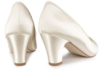 White Lady 931 ivory Satin - bequeme Brautschuhemit Blockabsatz Pumps