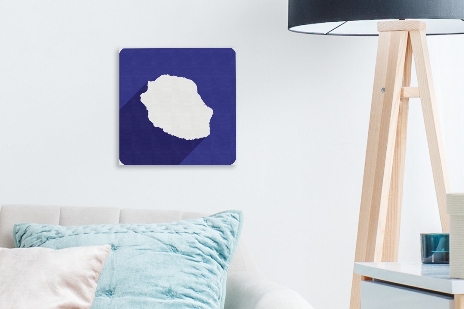 Leinwand der La Bilder Hintergrund, Leinwandbild (1 St), violettem auf für OneMillionCanvasses® Insel Schlafzimmer Wohnzimmer Illustration Réunion