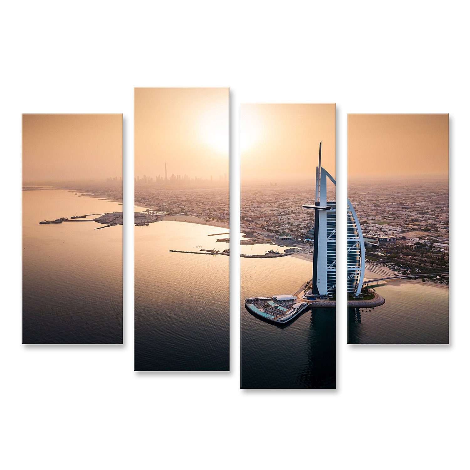 islandburner Leinwandbild Bild auf Leinwand Dubai Luftbild Seaside Skyline mit Luxus-Hotel Blick