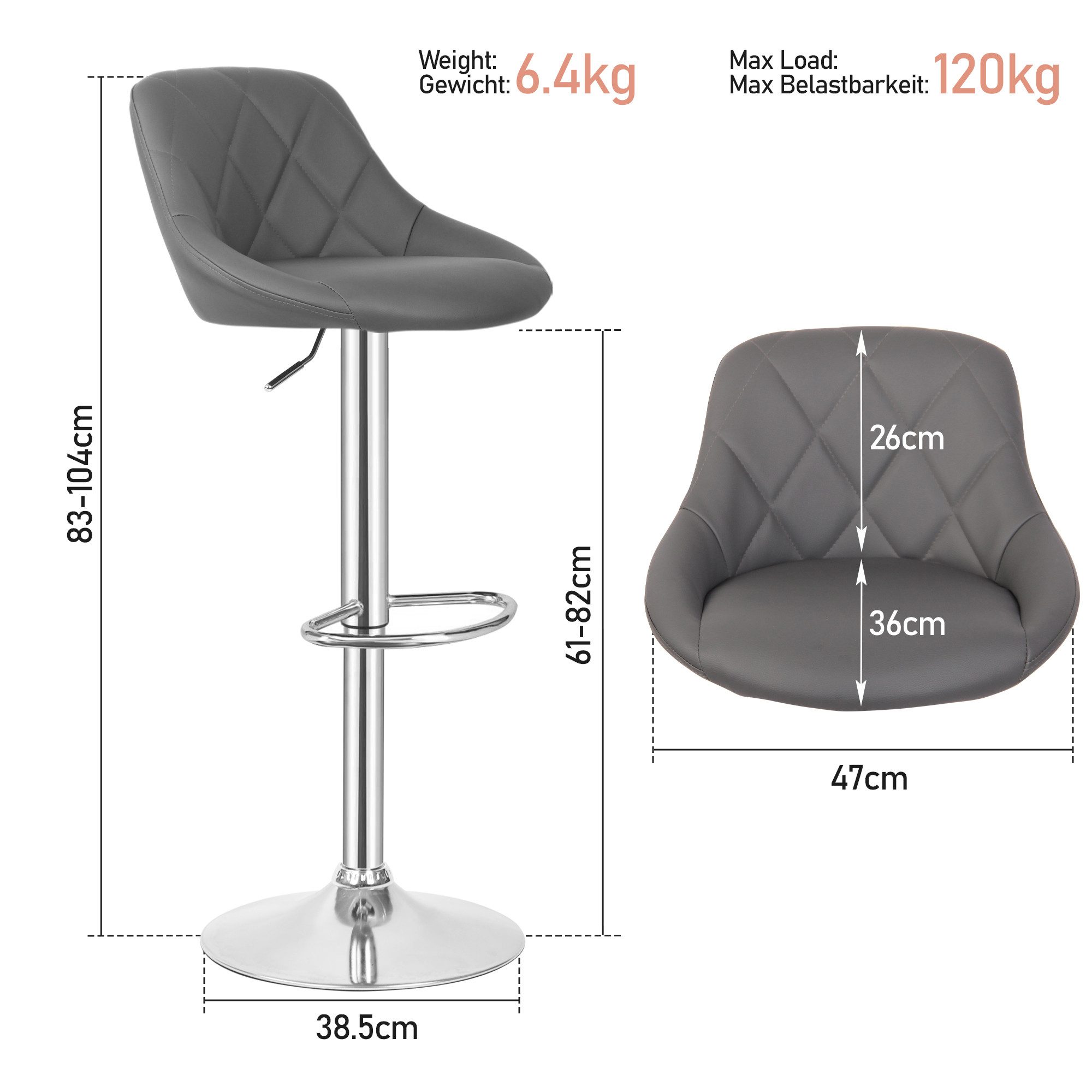 MIADOMODO Barhocker Barstuhl 2er Set mit günstig online kaufen