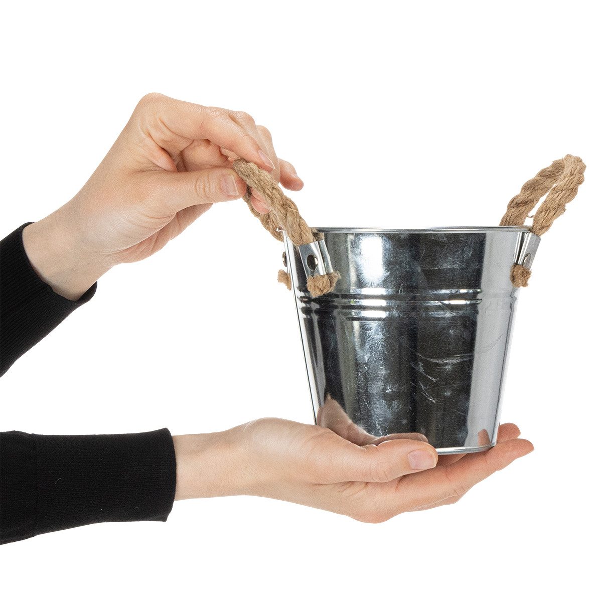 Viana Übertopf Dekorativer Metalleimer mit Seilgriffen für vielseitige