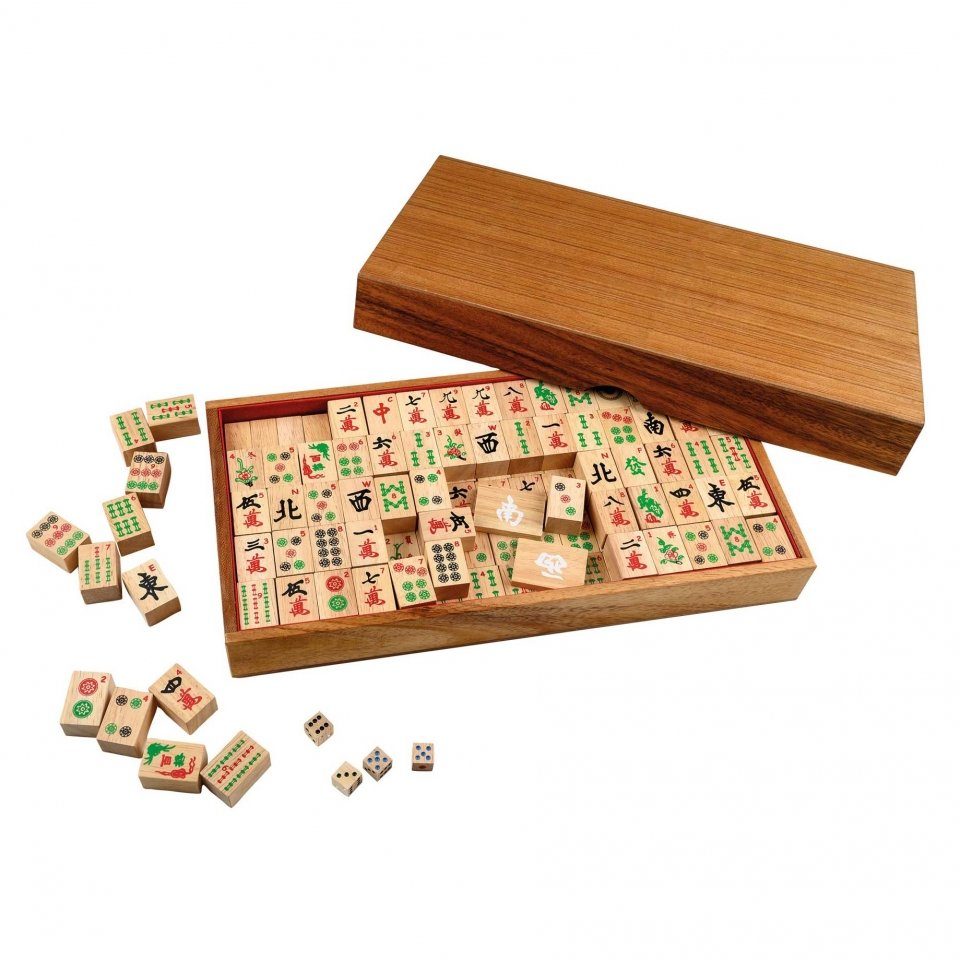 Philos Spiel, Mah Jongg - aus Holz - mit arabischen Zahlen