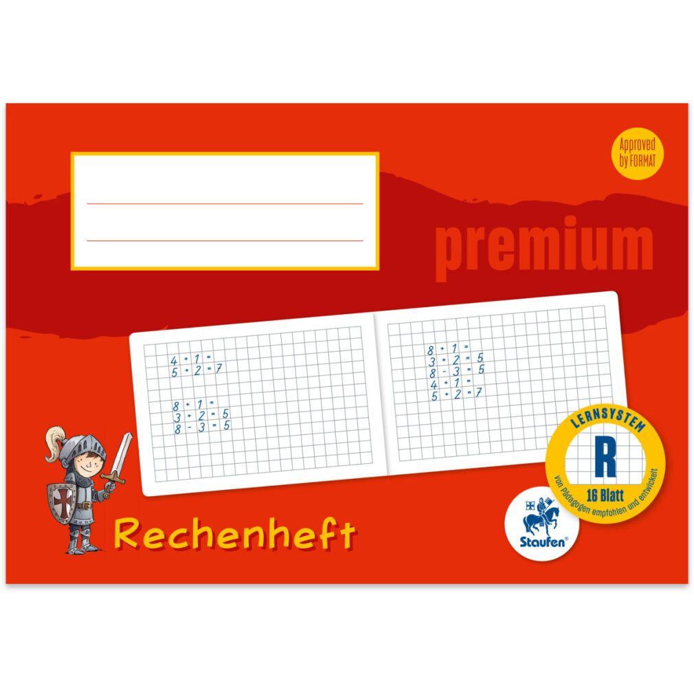 Staufen Schulheft PREMIUM Rechenheft, A5 quer, 16 Blatt, Lin.R PREMIUM 734500720