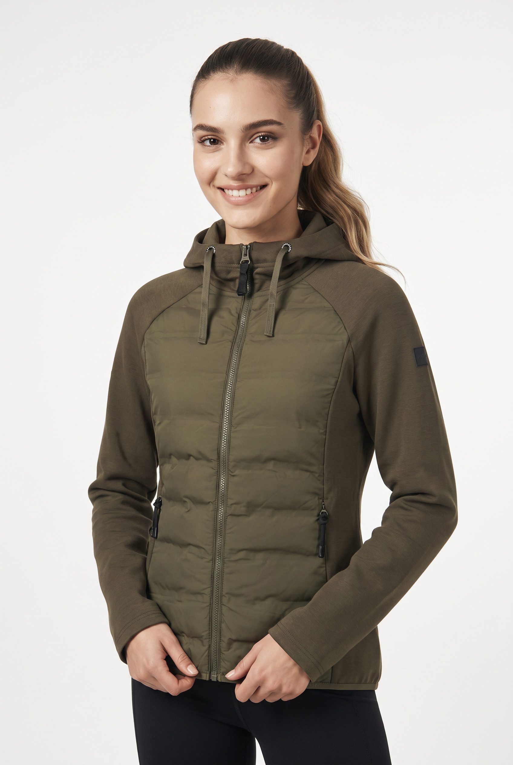 Icepeak Hybridjacke ICEPEAK ASHBURN mit fester Kapuze und Kordelzügen, aus 4-Wege-Stretch-Material